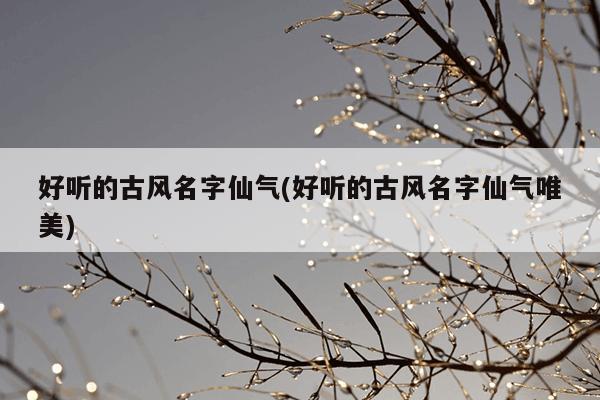 好聽的古風名字仙氣(好聽的古風名字仙氣唯美) - 中醫藥方網